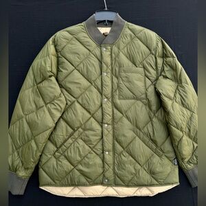 TODD SNYDER Italian Quilted Down Snap Bomber in Jacket Olive Men's Size Medium